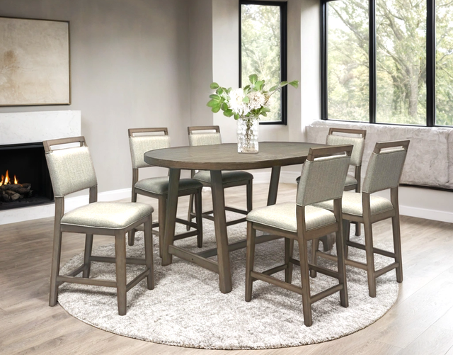 D2510 Counter Height Table + 6 Chair Set (1 LEFT)