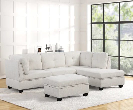 Sienna Boucle Sand Sectional + Ottoman Set **FLASH SALE**