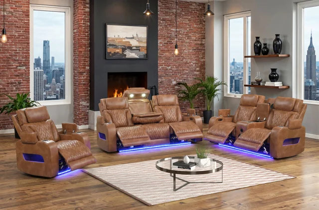 DUBAI 3PC Brown Power Reclining Set