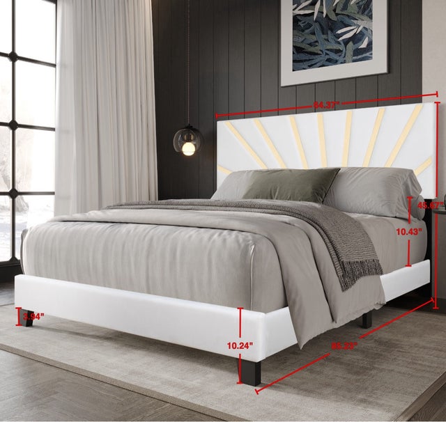 Nico White Platform - Queen, King Bed