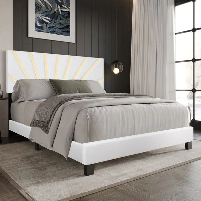 Nico White Platform - Queen, King Bed