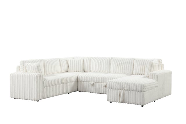Forever Beige Sectional With Pull-Out Bed