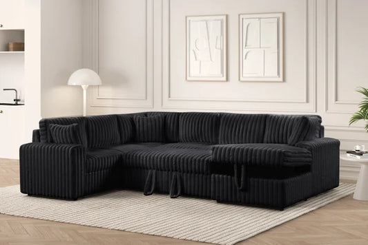 Forever Black Sectional With Pull-Out Bed