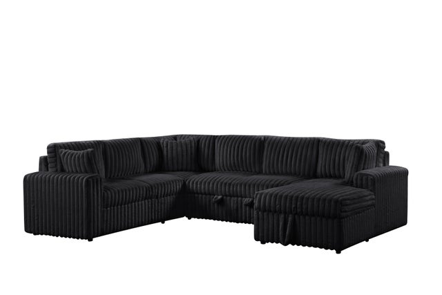 Forever Black Sectional With Pull-Out Bed