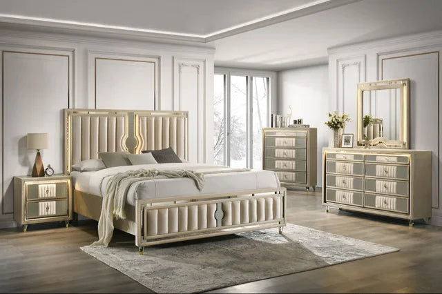 Venetian 4pc or 5pc Platform Bedroom Set - Queen, King