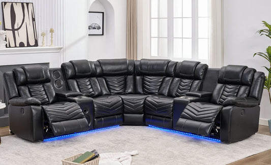 ACE26 Black Reclining Sectional