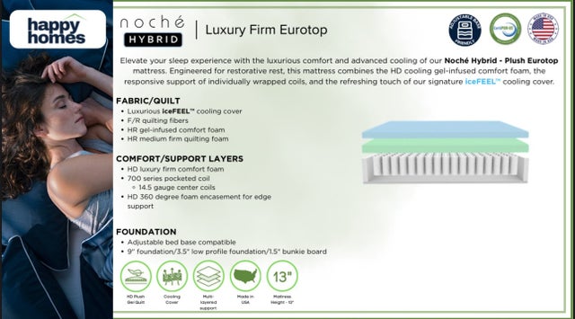 NOCHE LUXURY FIRM 13" HYBRID -  Full, Queen, King