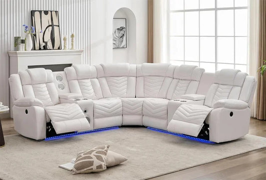 ACE27 White Reclining Sectional