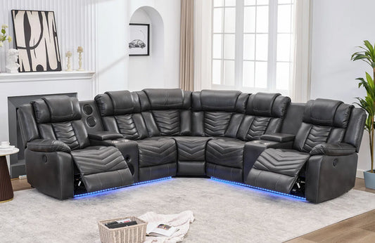 ACE28 Gray Reclining Sectional