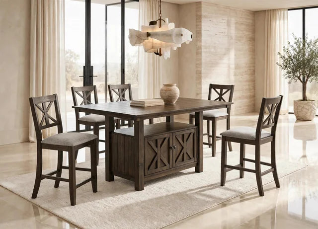 D380 - Counter Height Table & 6 Chairs Set