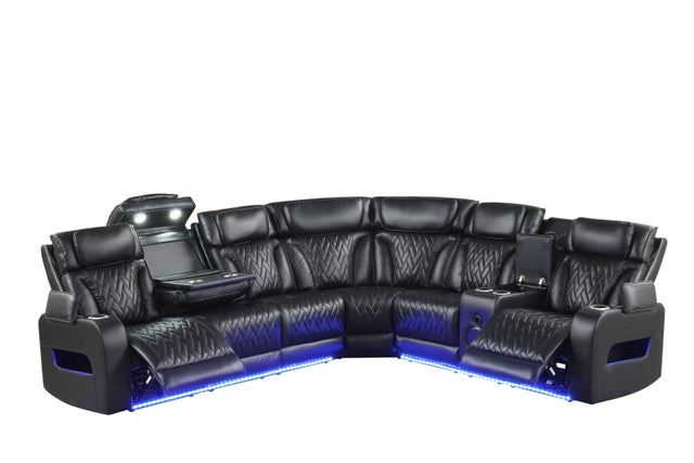 Barcelona Black Power Reclining Sectional (Power Headrests)