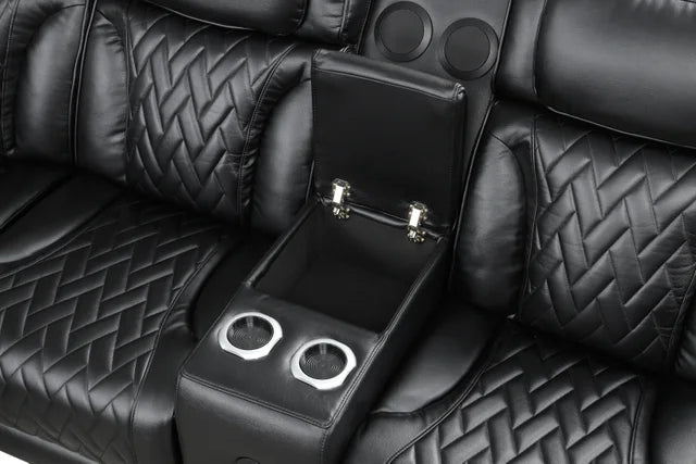Barcelona Black Power Reclining Sectional (Power Headrests)