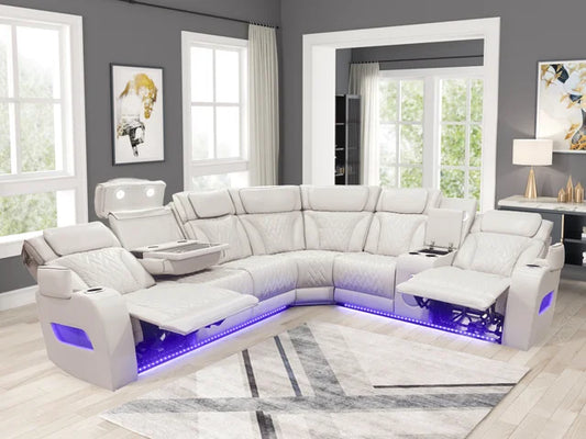 Barcelona Sand Power Reclining Sectional (Power Headrests)