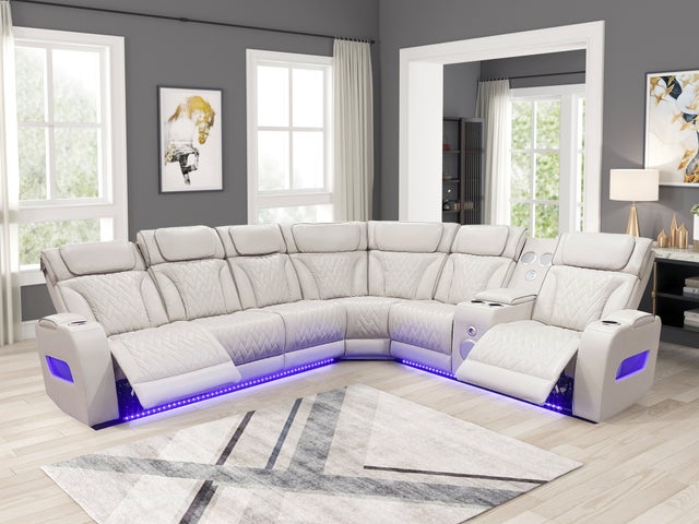 Barcelona Sand Power Reclining Sectional (Power Headrests)