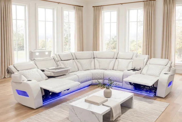 Barcelona Sand Power Reclining Sectional (Power Headrests)