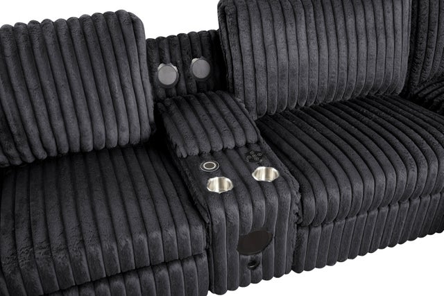 Amelia Onyx Power Reclining Sectional (w/ Bluetooth Speakers)