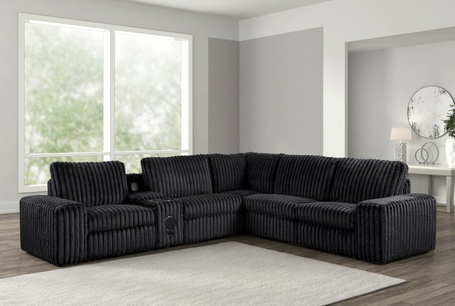 Amelia Onyx Power Reclining Sectional (w/ Bluetooth Speakers)