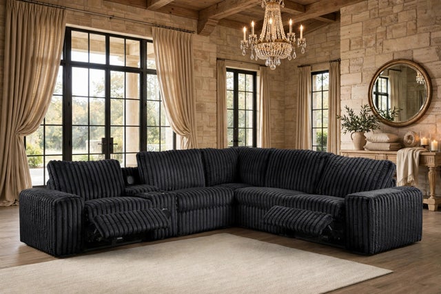 Amelia Onyx Power Reclining Sectional (w/ Bluetooth Speakers)