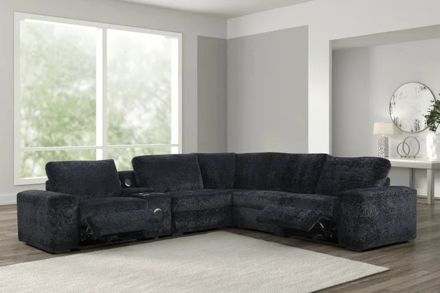 Amelia Black Power Reclining Sectional (w/ Bluetooth Speakers) **NEW ARRIVAL**