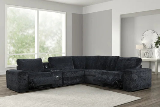 Amelia Black Power Reclining Sectional (w/ Bluetooth Speakers)