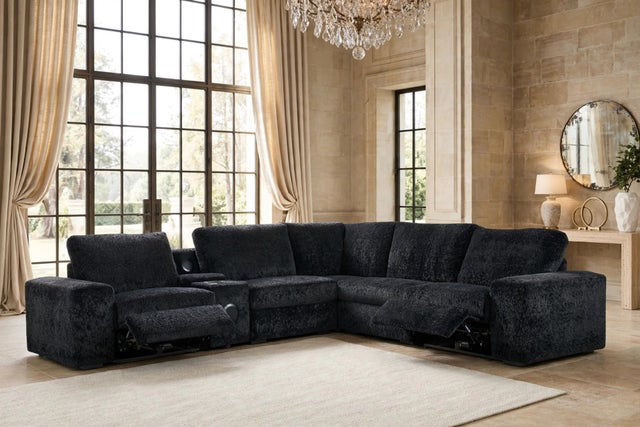Amelia Black Power Reclining Sectional (w/ Bluetooth Speakers)