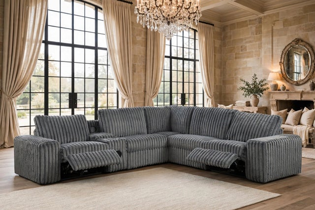 Amelia Charcoal Power Reclining Sectional (w/ Bluetooth Speakers)