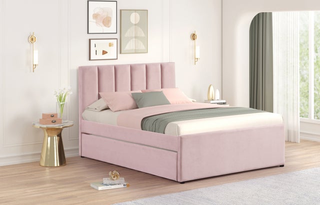 MAYA - Pink Twin, Full Platform Bed w/ Trundle **NEW ARRIVAL**