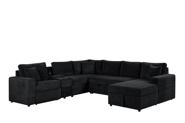 Hunter Black Sectional (W/ Bluetooth Speaker & Pull-Out Bed) **NEW ARRIVAL**