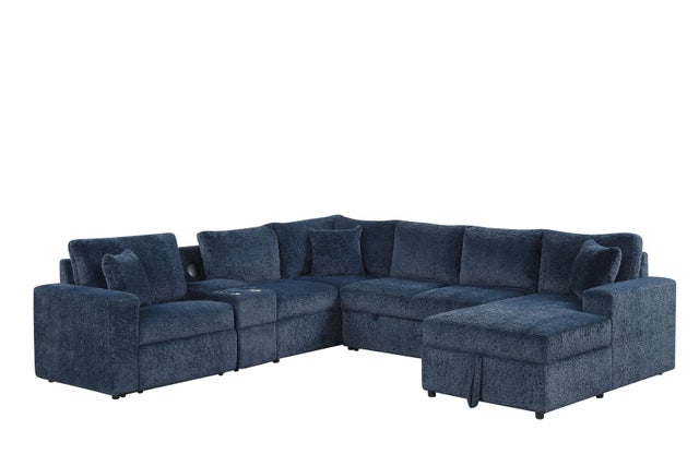 Hunter Blue Sectional (W/ Bluetooth Speaker & Pull-Out Bed)