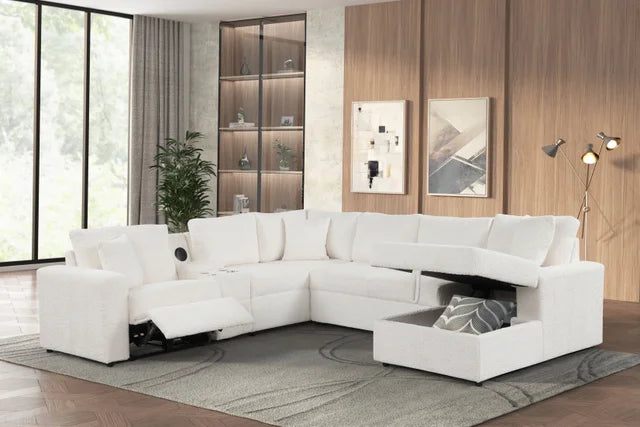Hunter White Sectional (W/ Bluetooth Speaker & Pull-Out Bed)