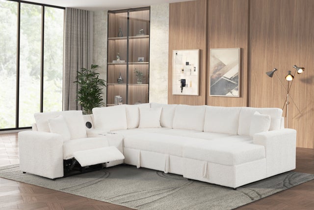 Hunter White Sectional (W/ Bluetooth Speaker & Pull-Out Bed)