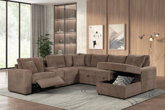 Hunter Mocha Sectional (W/ Bluetooth Speaker & Pull-Out Bed) **NEW ARRIVAL**