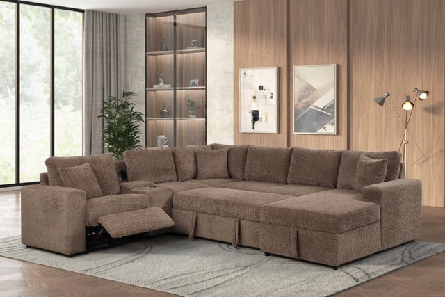 Hunter Mocha Sectional (W/ Bluetooth Speaker & Pull-Out Bed) **NEW ARRIVAL**