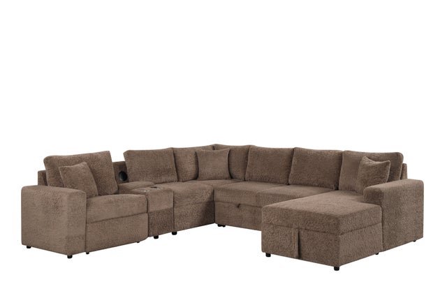 Hunter Mocha Sectional (W/ Bluetooth Speaker & Pull-Out Bed) **NEW ARRIVAL**