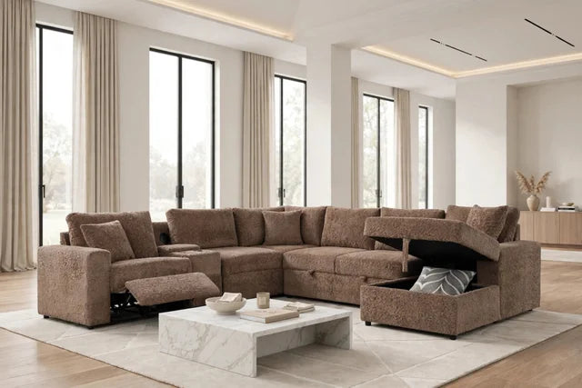 Hunter Mocha Sectional (W/ Bluetooth Speaker & Pull-Out Bed)