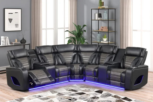 IBIZA POWER/POWER  Black Reclining Sectional