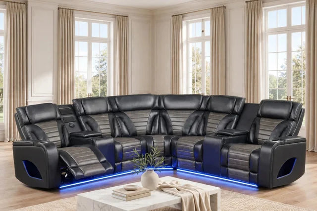 IBIZA POWER/POWER  Black Reclining Sectional