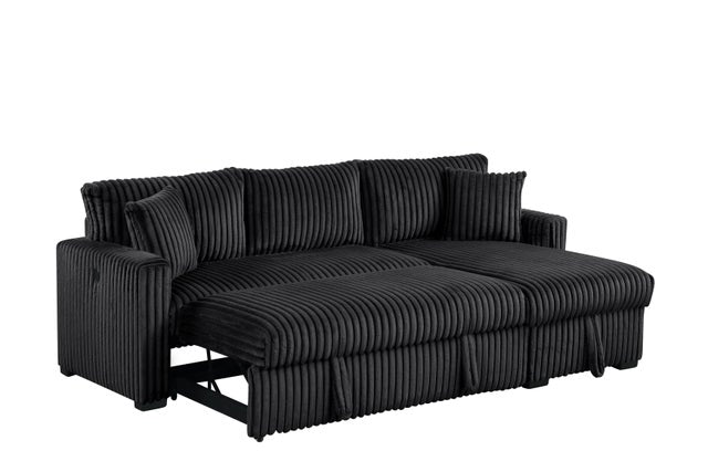 Aria Black Sectional With Pull-Out Bed & Storage Chaise **NEW ARRIVAL**