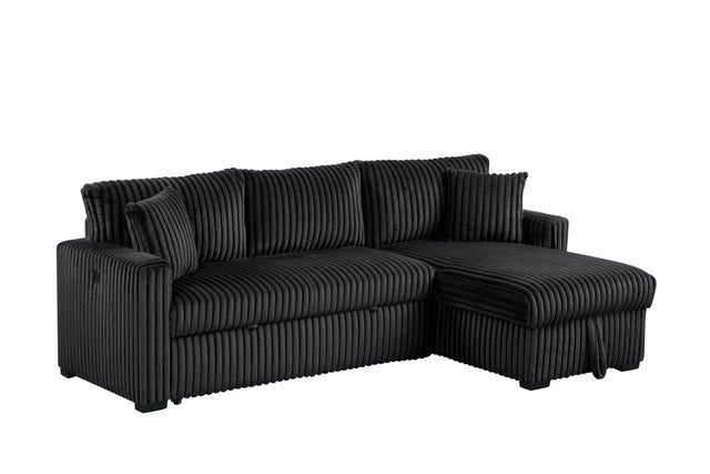 Aria Black Sectional With Pull-Out Bed & Storage Chaise **NEW ARRIVAL**