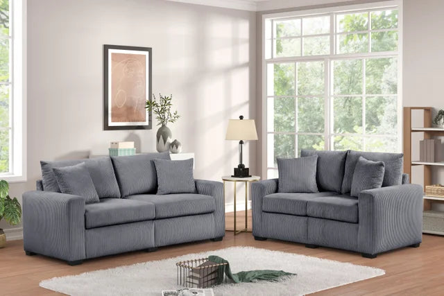 HH1124 Gray - Sofa & Loveseat Set **NEW ARRIVAL**