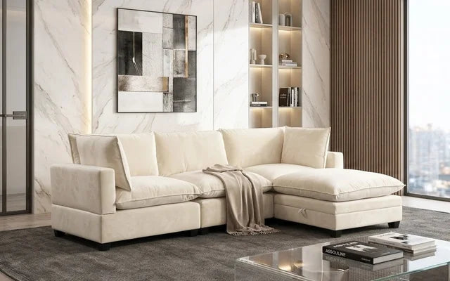 Cloud2 Cream Velvet Modular Sectional