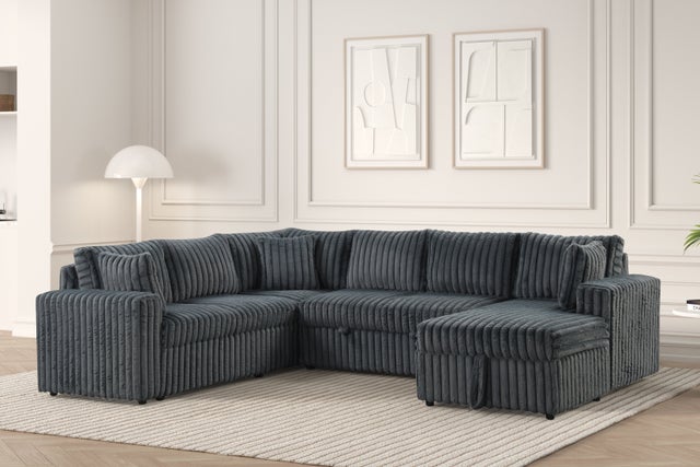 Forever Charcoal Sectional With Pull-Out Bed