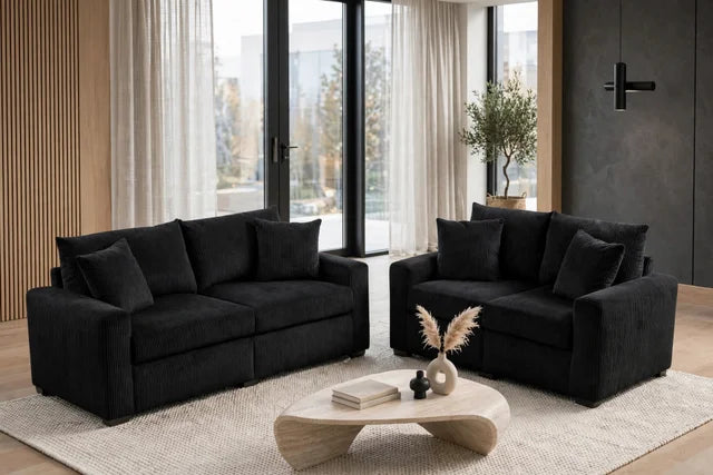 HH1123 Black - Sofa & Loveseat Set