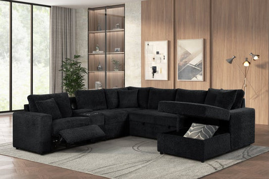 Hunter Black Sectional (W/ Bluetooth Speaker & Pull-Out Bed) (ETA 2/6)