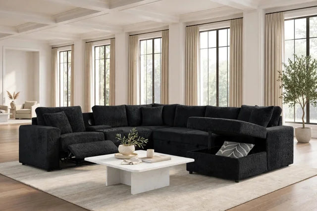 Hunter Black Sectional (W/ Bluetooth Speaker & Pull-Out Bed)