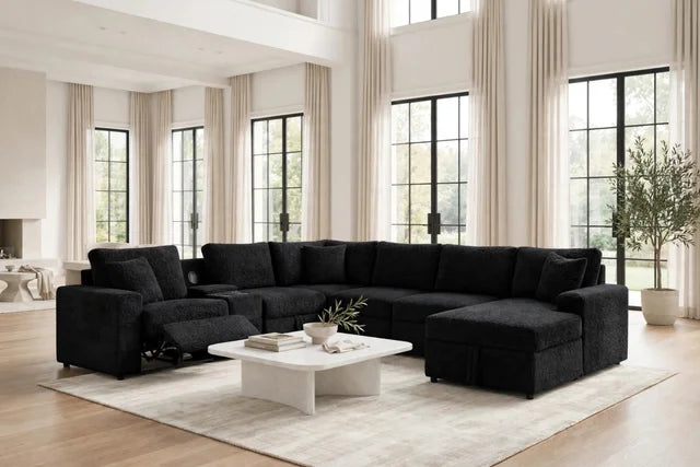Hunter Black Sectional (W/ Bluetooth Speaker & Pull-Out Bed)