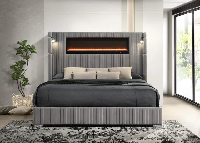 Romance2 Gray Platform Bed - Queen, King