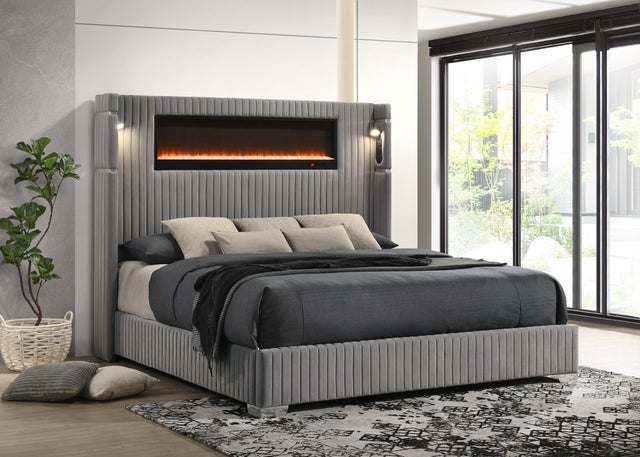Romance2 Gray Platform Bed - Queen, King