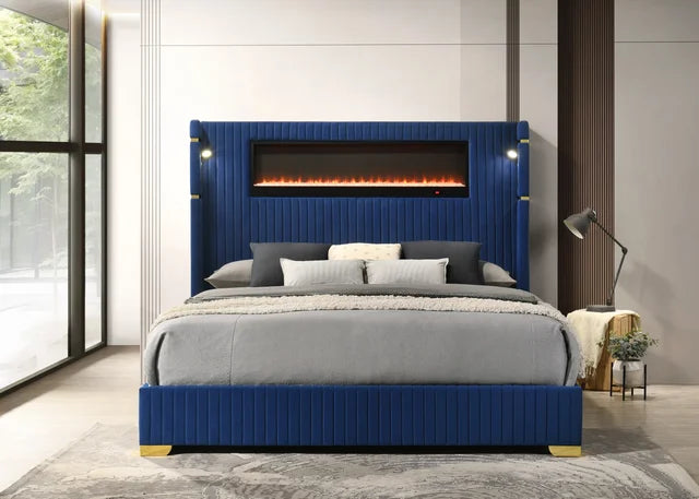 Romance2 Blue Platform Bed - Queen, King
