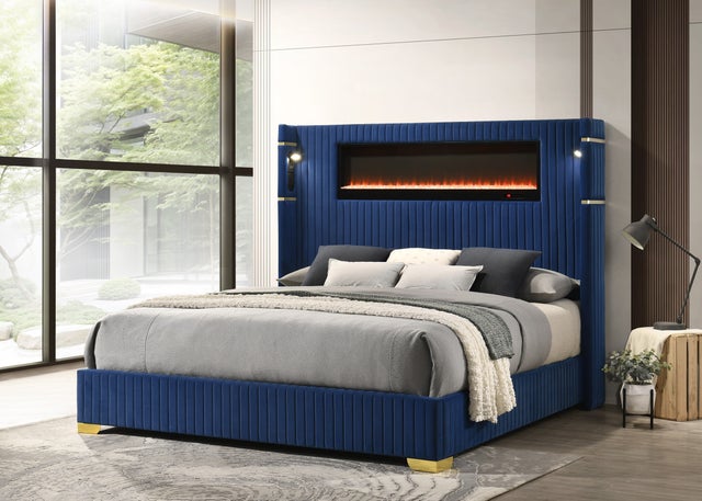 Romance2 Blue Platform Bed - Queen, King